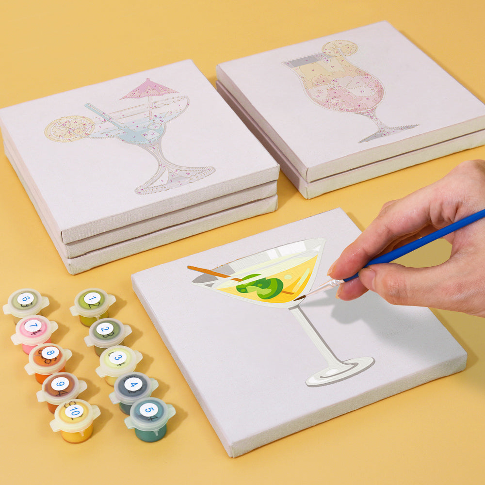 Malen nach Zahlen - 6 Mini-Gem?lde | Cocktail-Set