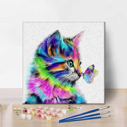 Katzen und Schmetterlinge - Malen nach Zahlen