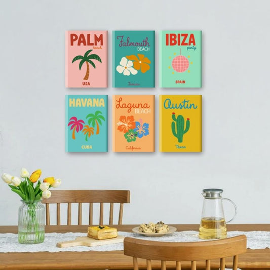 Malen nach Zahlen ¨C 6 Mini-Gem?lde | Strand & Sommer Set