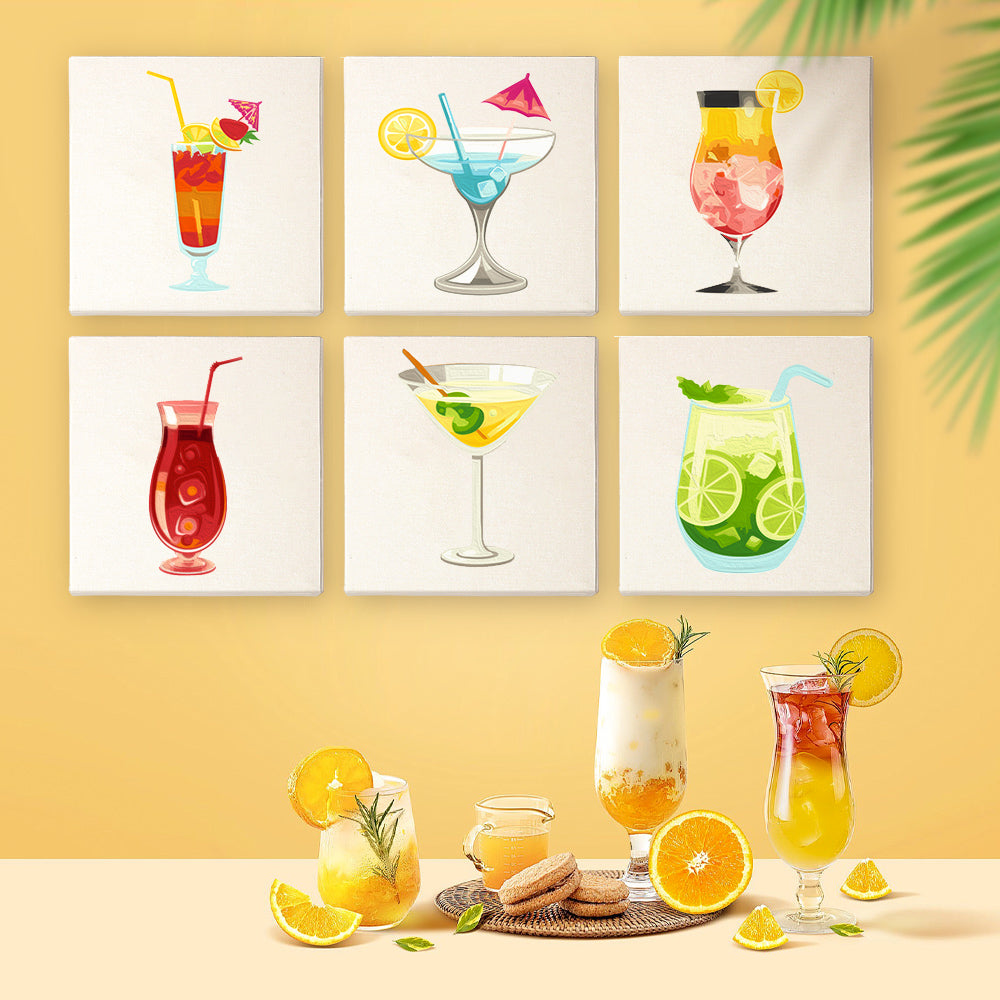 Malen nach Zahlen - 6 Mini-Gem?lde | Cocktail-Set