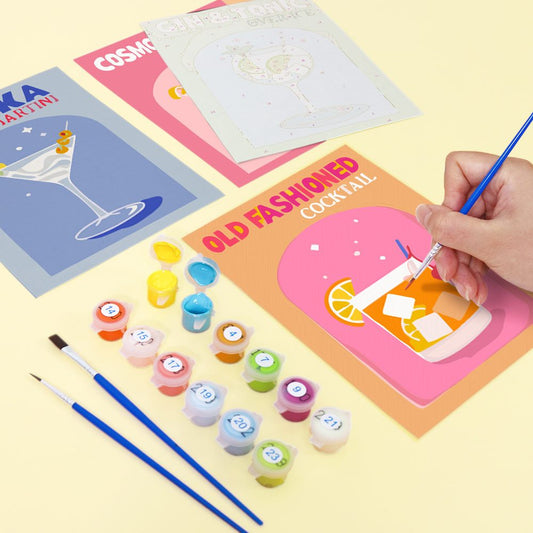 Malen nach Zahlen - 6 Mini-Gem?lde | Buntes Cocktail-Set