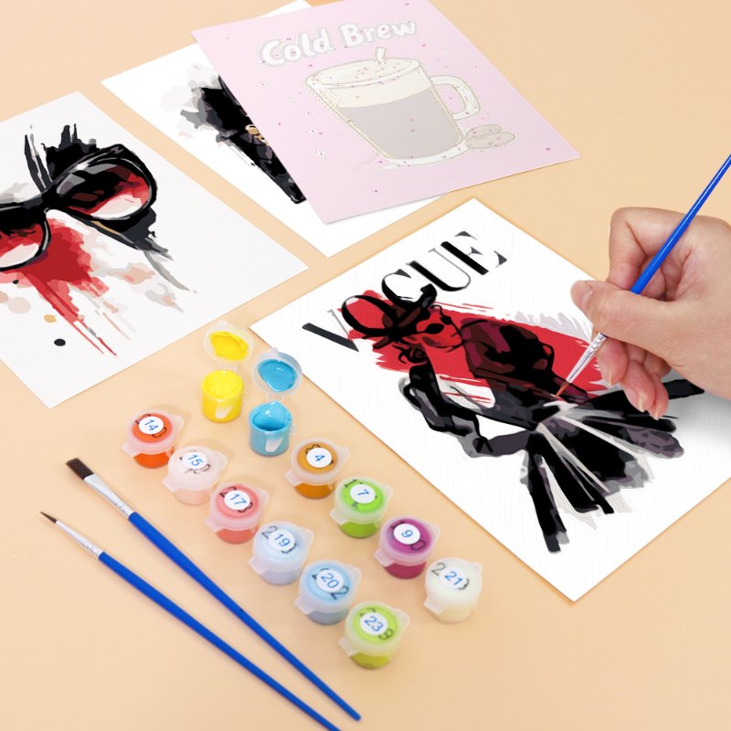 Malen nach Zahlen ¨C 6 Mini-Gem?lde | Red & black glamour Set