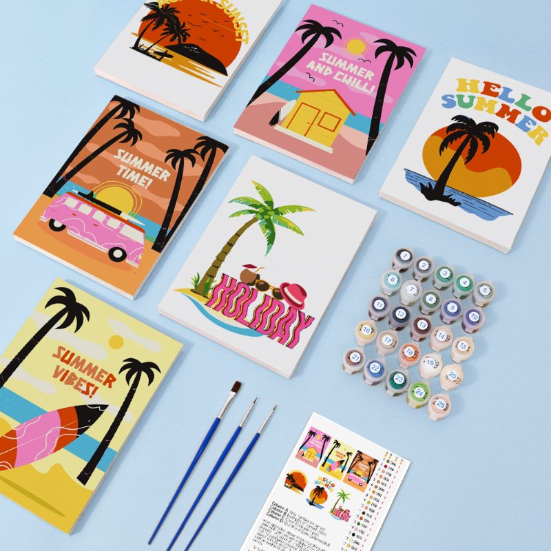 Malen nach Zahlen ¨C 6 Mini-Gem?lde | Sommer-Set