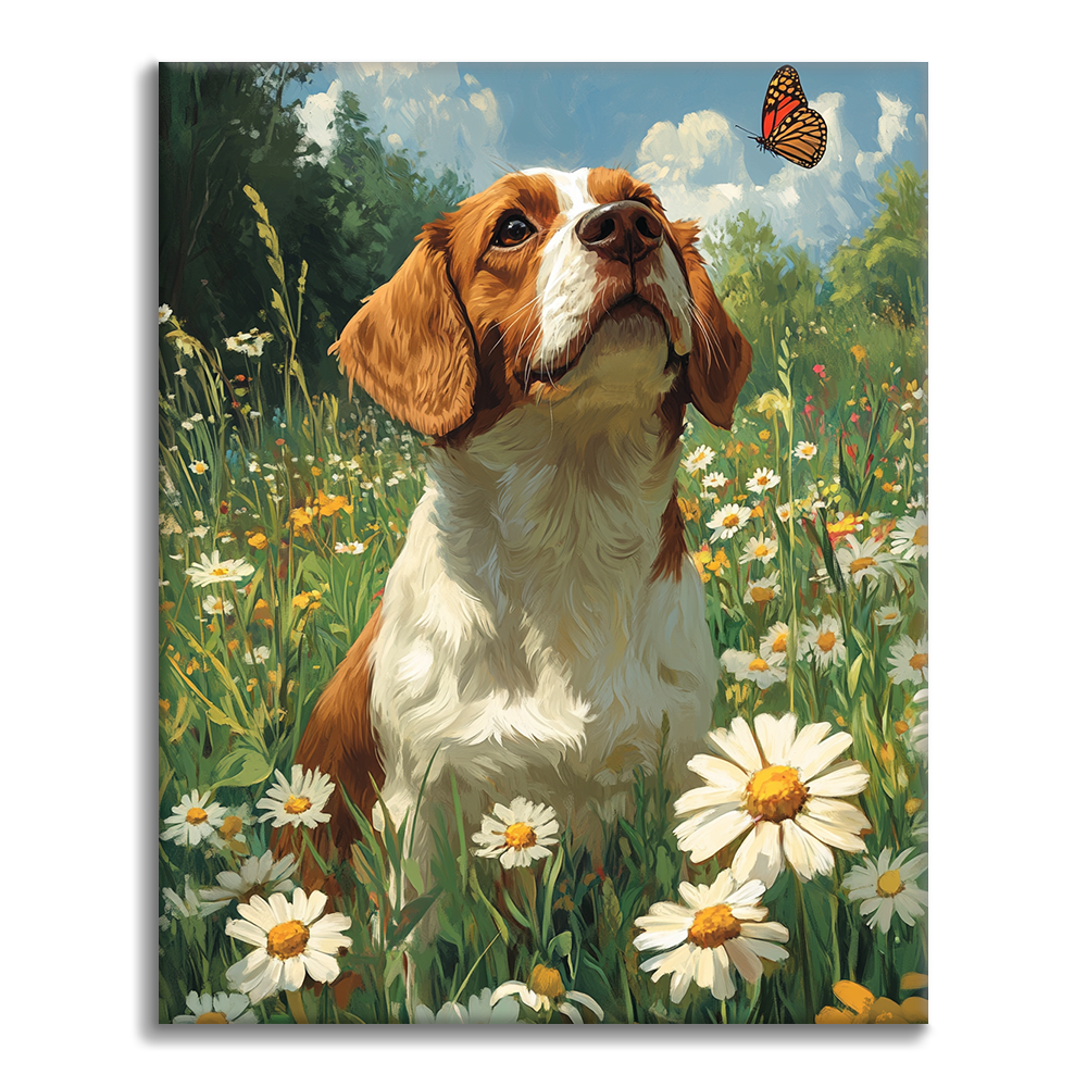 Hund und Schmetterling - Malen nach Zahlen
