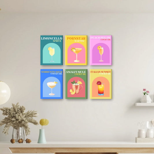 Malen nach Zahlen ¨C 6 Mini-Gem?lde | Italienischer Sommer Cocktail-Set