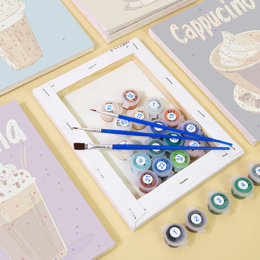 Malen nach Zahlen ¨C 6 Mini-Gem?lde | Buntes Kaffee-Set