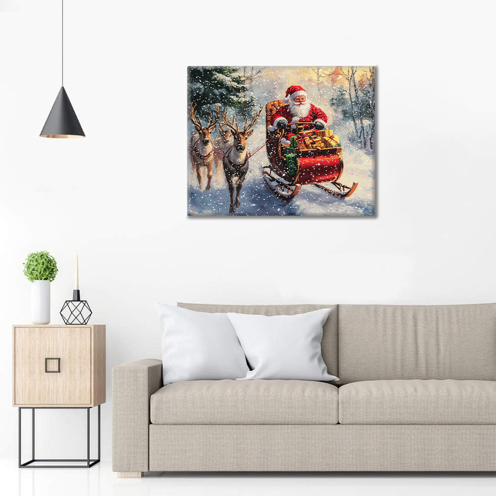 Weihnachtsmann und Elch - Malen nach Zahlen