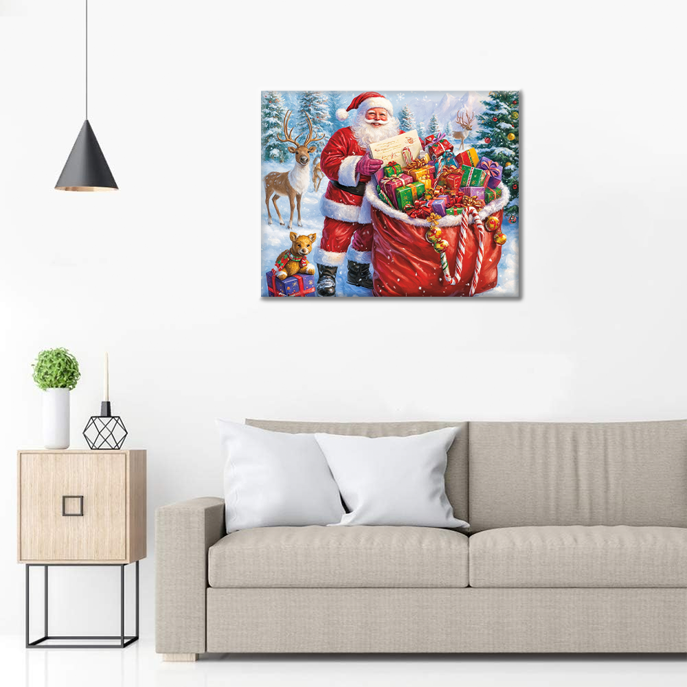 Weihnachtsmanns Geschenktüte - Malen nach Zahlen