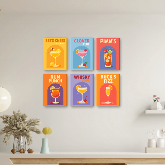 Malen nach Zahlen ¨C 6 Mini-Gem?lde | UK Cocktail-Set