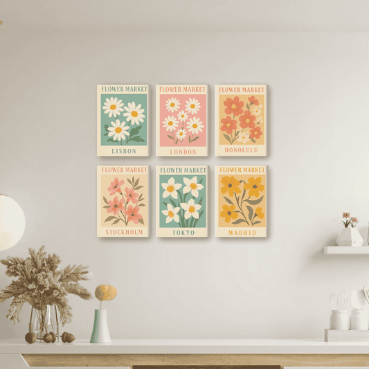 Malen nach Zahlen ¨C 6 Mini-Gem?lde | Blumenmarkt-Set