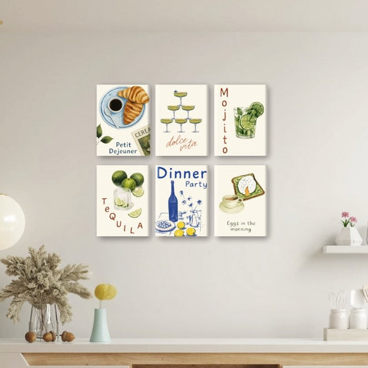 Malen nach Zahlen ¨C 6 Mini-Gem?lde | Food & Drinks-Set