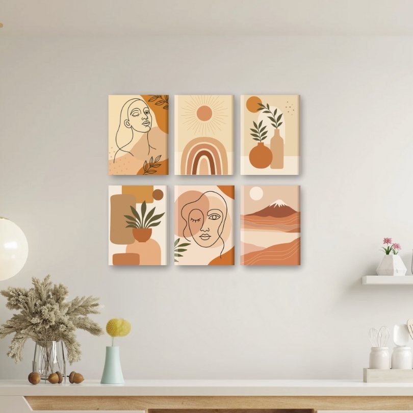 Malen nach Zahlen ¨C 6 Mini-Gem?lde | Boho-Set