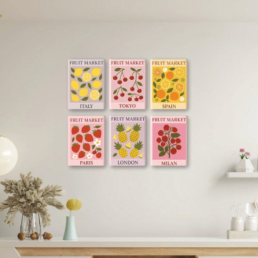 Malen nach Zahlen ¨C 6 Mini-Gem?lde | Obstmarkt-Set