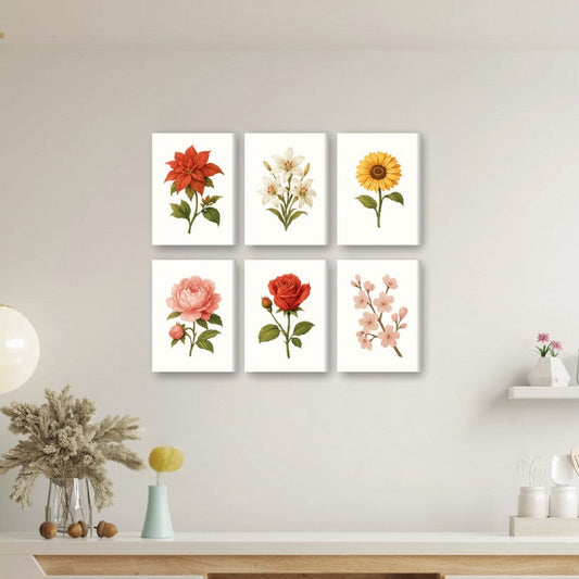 Malen nach Zahlen ¨C 6 Mini-Gem?lde | Blumen & Rosen-Set