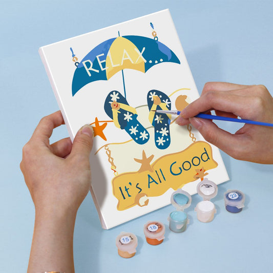 Malen nach Zahlen ¨C 6 Mini-Gem?lde | Flip-Flop Sommer-Set