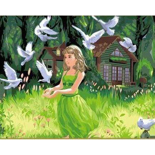 Young Lady feeding Birds