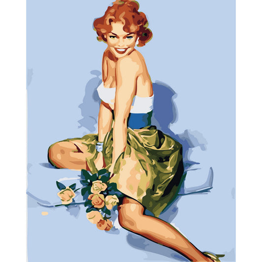 Vintage Pin-up with Bouquet