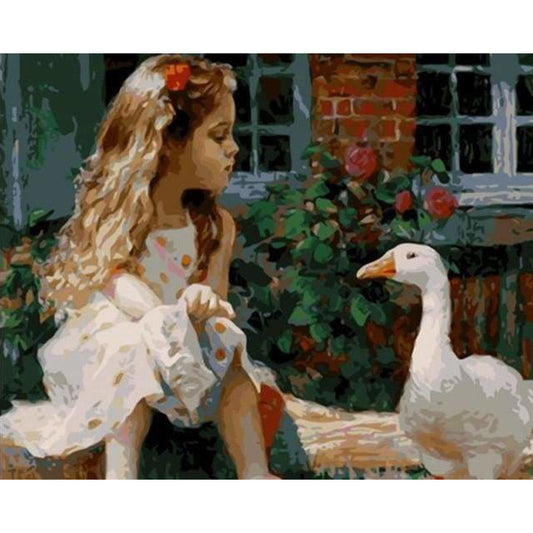 Little Girl and Duck