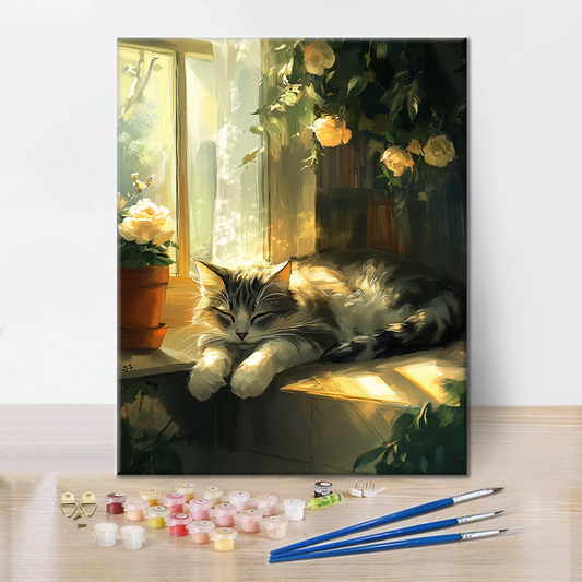 Nickerchende Katze - Malen nach Zahlen