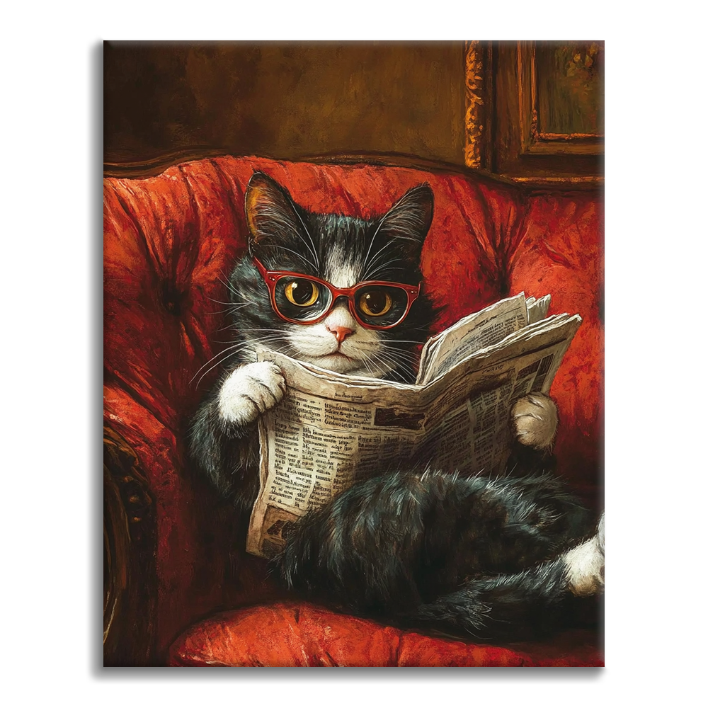 Lesende Katze - Malen nach Zahlen