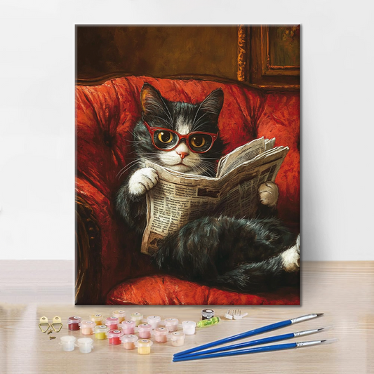 Lesende Katze - Malen nach Zahlen