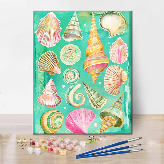 Muschel und Meeresschnecke - Malen nach Zahlen