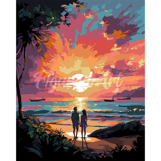 Couple and Colorful Sunset