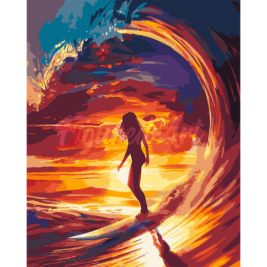 Surf Girl and the Big Wave