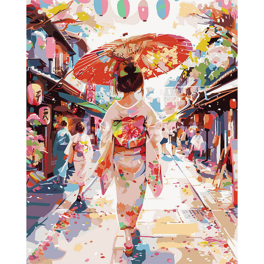 Yukata Girl on Festive Street