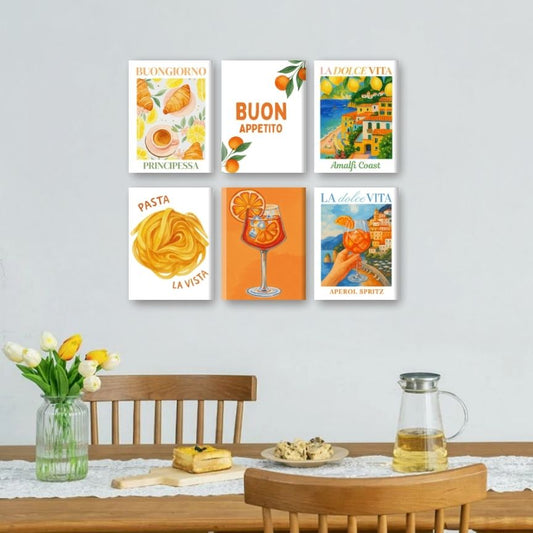 Malen nach Zahlen ¨C 6 Mini-Gem?lde |  Italienisches Buon-Appetito-Set