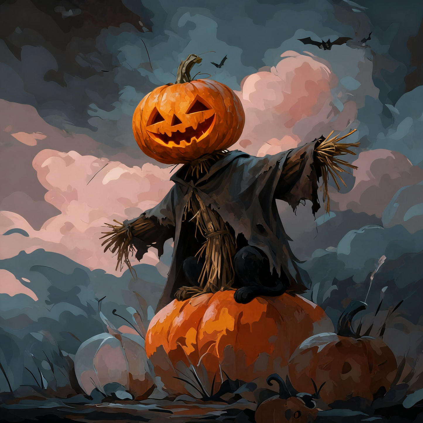 Pumpkin Head Scarecrow - Paint by Numbers
