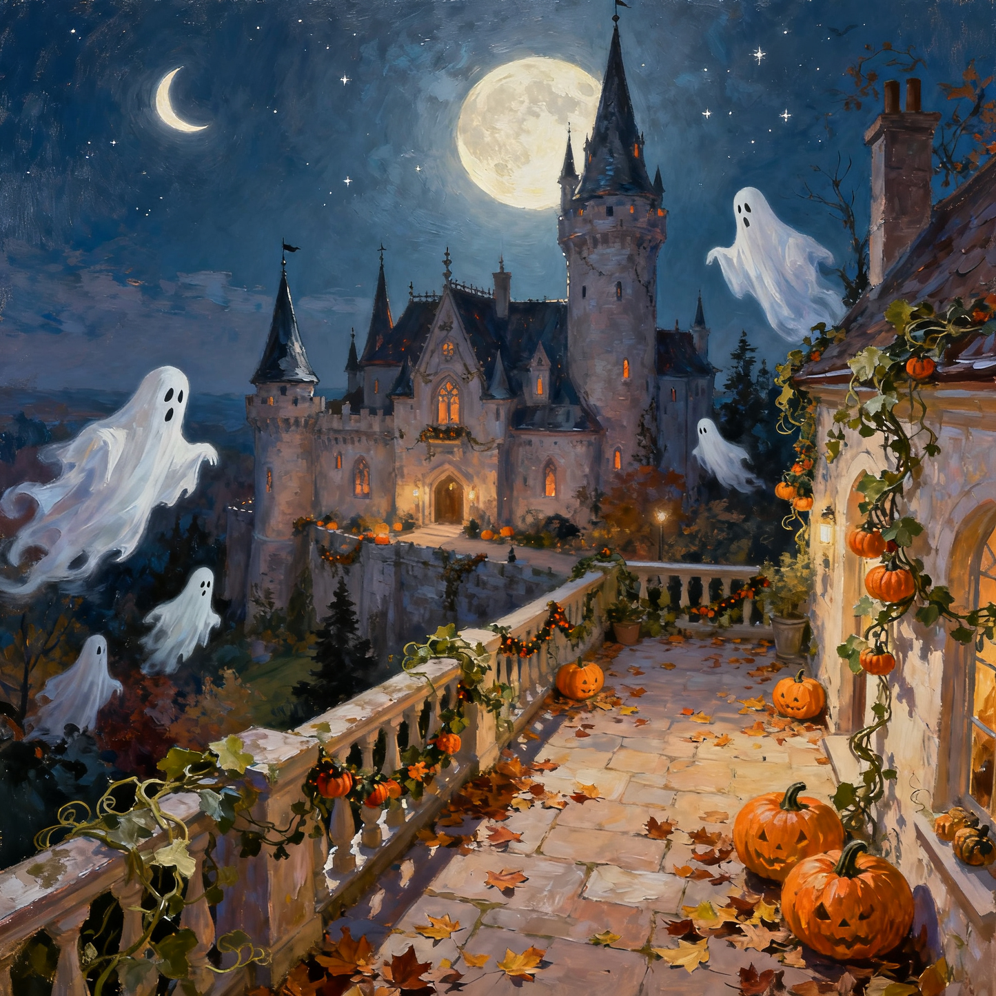 White Ghost Castle - Paint by Numbers