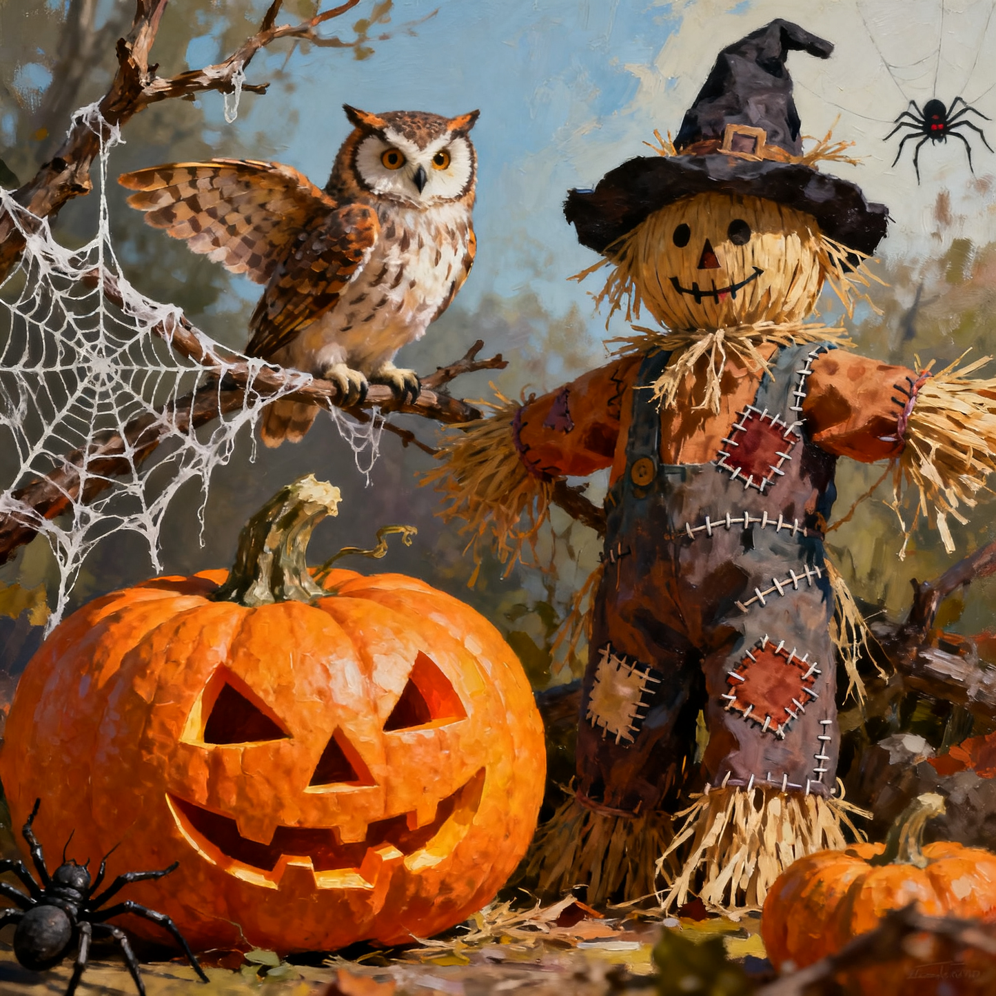 The Owl and the Scarecrow - Paint by Numbers