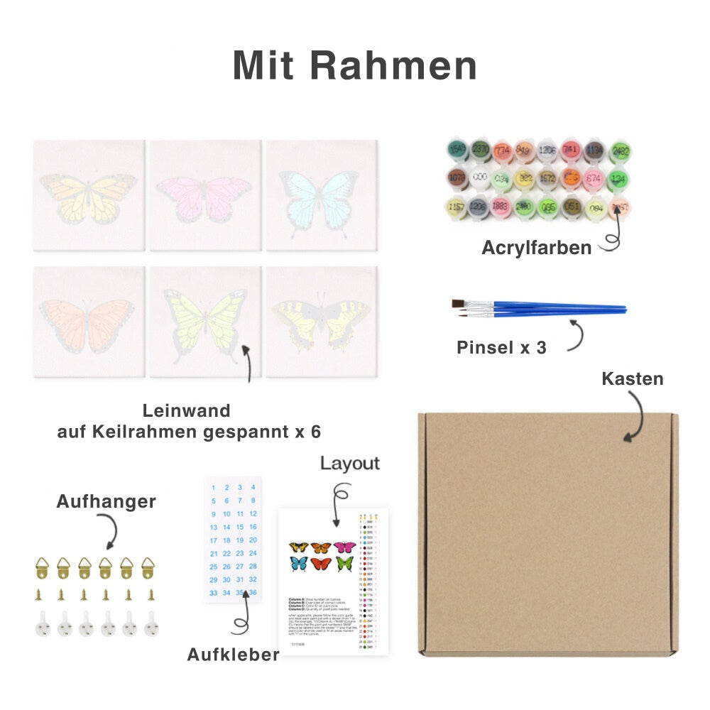 Malen nach Zahlen - 6 Mini-Gem?lde | Blumen-set 2.0