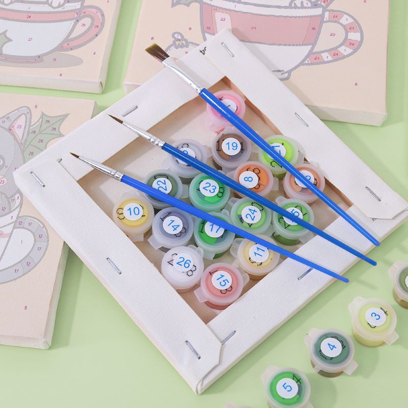 Malen nach Zahlen - 6 Mini-Gem?lde | Weihnachtskatzen Set