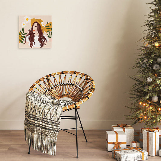 Mini Paint by numbers 8x8 framed - Abstract Woman and Daisies