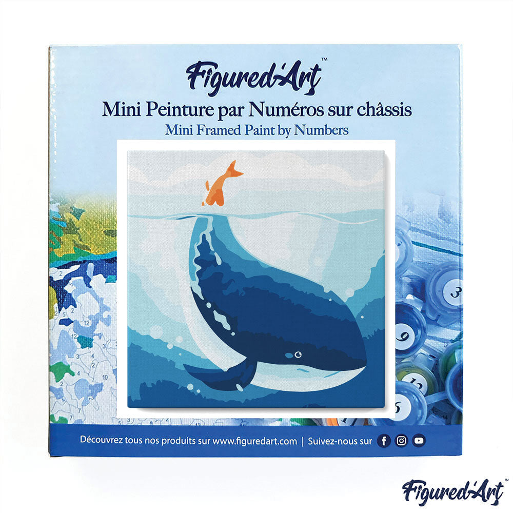Mini-Malen nach Zahlen 8x8 gerahmt - Blauwal