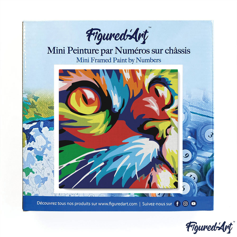 Mini-Malen nach Zahlen 8x8 gerahmt - Feline Pop Art