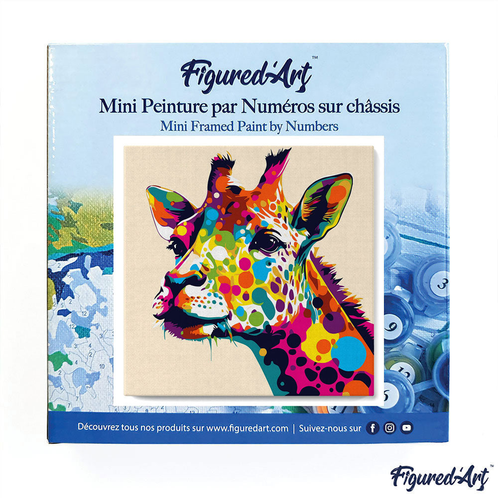 Mini-Malen nach Zahlen 8 x 8 gerahmt - Giraffe Abstrakte Pop-Art