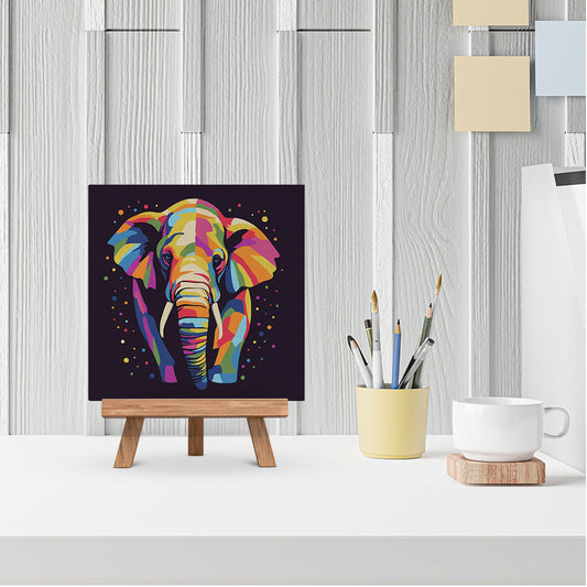 Mini-Malen nach Zahlen 8 x 8 gerahmt - Elefant Abstrakte Pop-Art