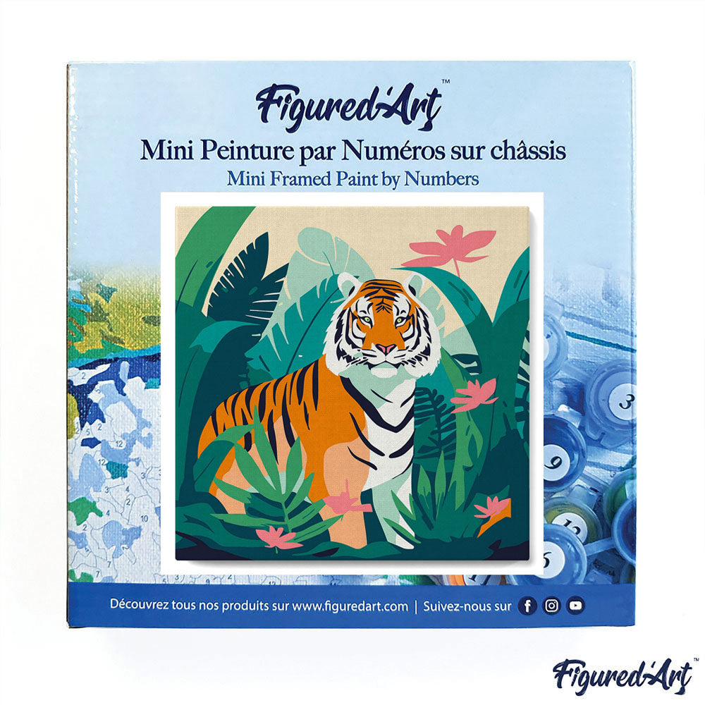 Mini-Malen nach Zahlen 8x8 gerahmt - Tropischer Bengaltiger