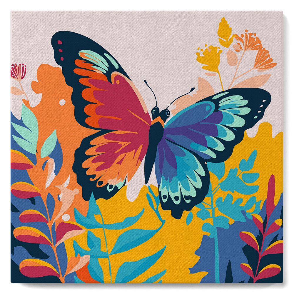 Mini-Malen nach Zahlen 8x8 gerahmt - Tropischer Schmetterling
