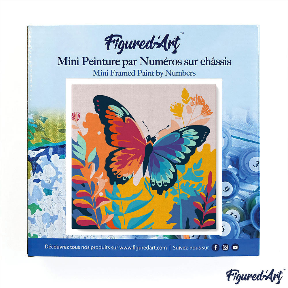 Mini-Malen nach Zahlen 8x8 gerahmt - Tropischer Schmetterling