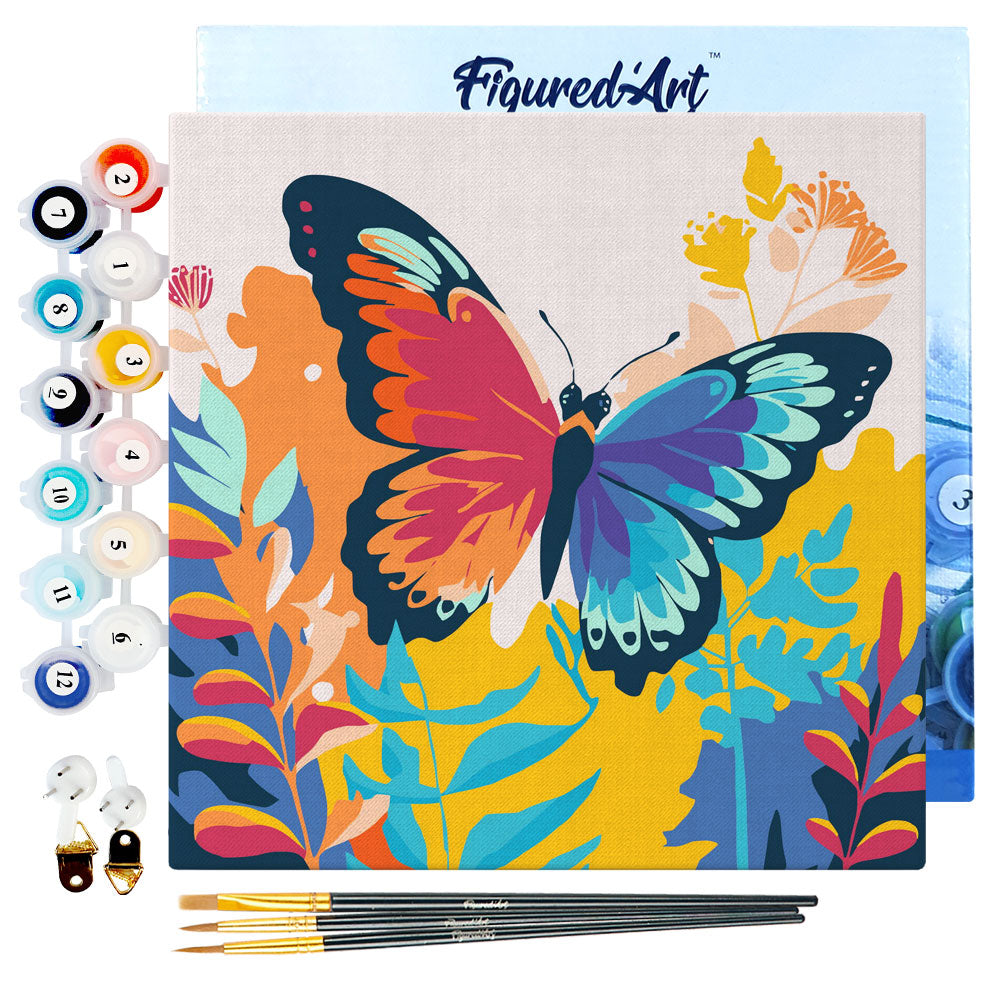 Mini-Malen nach Zahlen 8x8 gerahmt - Tropischer Schmetterling