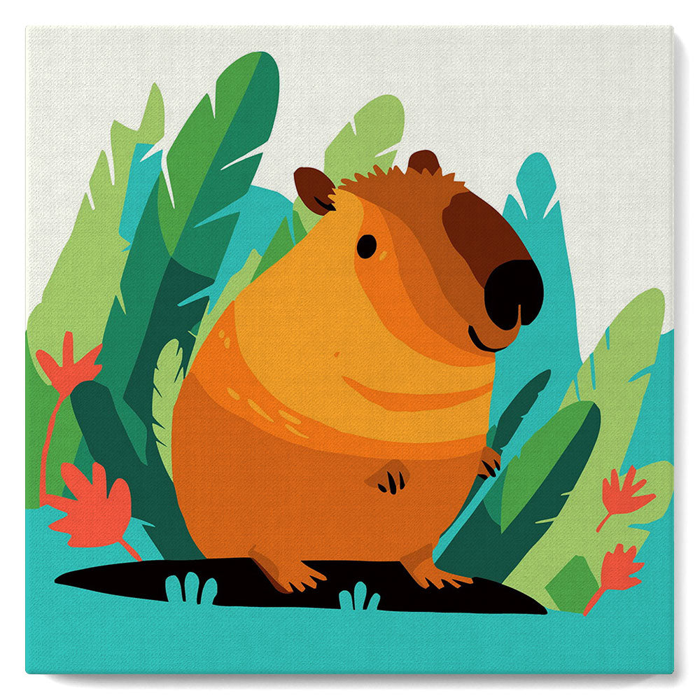 Mini-Malen nach Zahlen 8x8 gerahmt - Tropisches Capybara