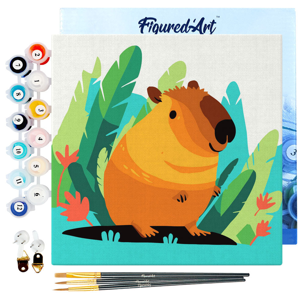 Mini-Malen nach Zahlen 8x8 gerahmt - Tropisches Capybara