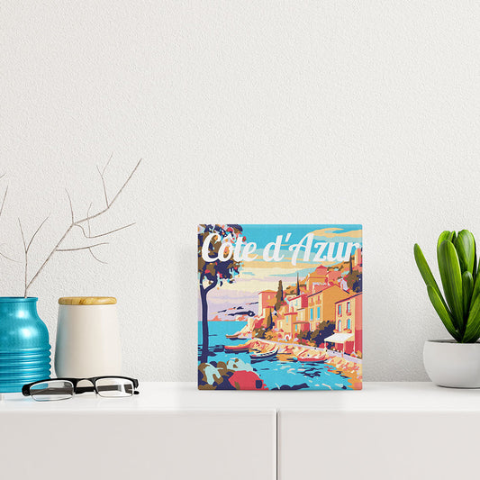 Mini Malen nach Zahlen 8x8 gerahmt - Reiseposter Cote d'Azur