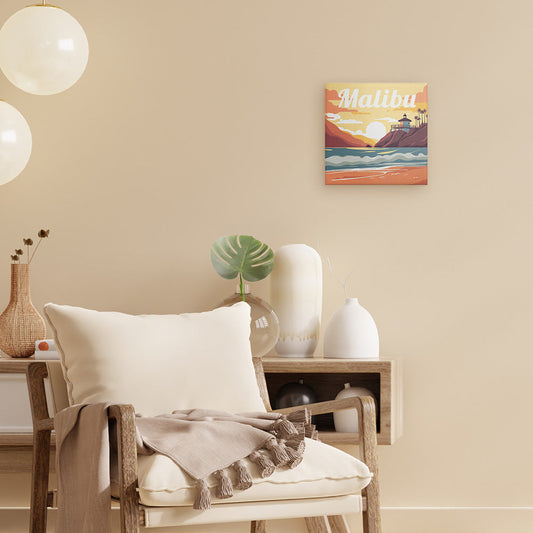 Mini Malen nach Zahlen 8x8 gerahmt - Reiseposter Malibu