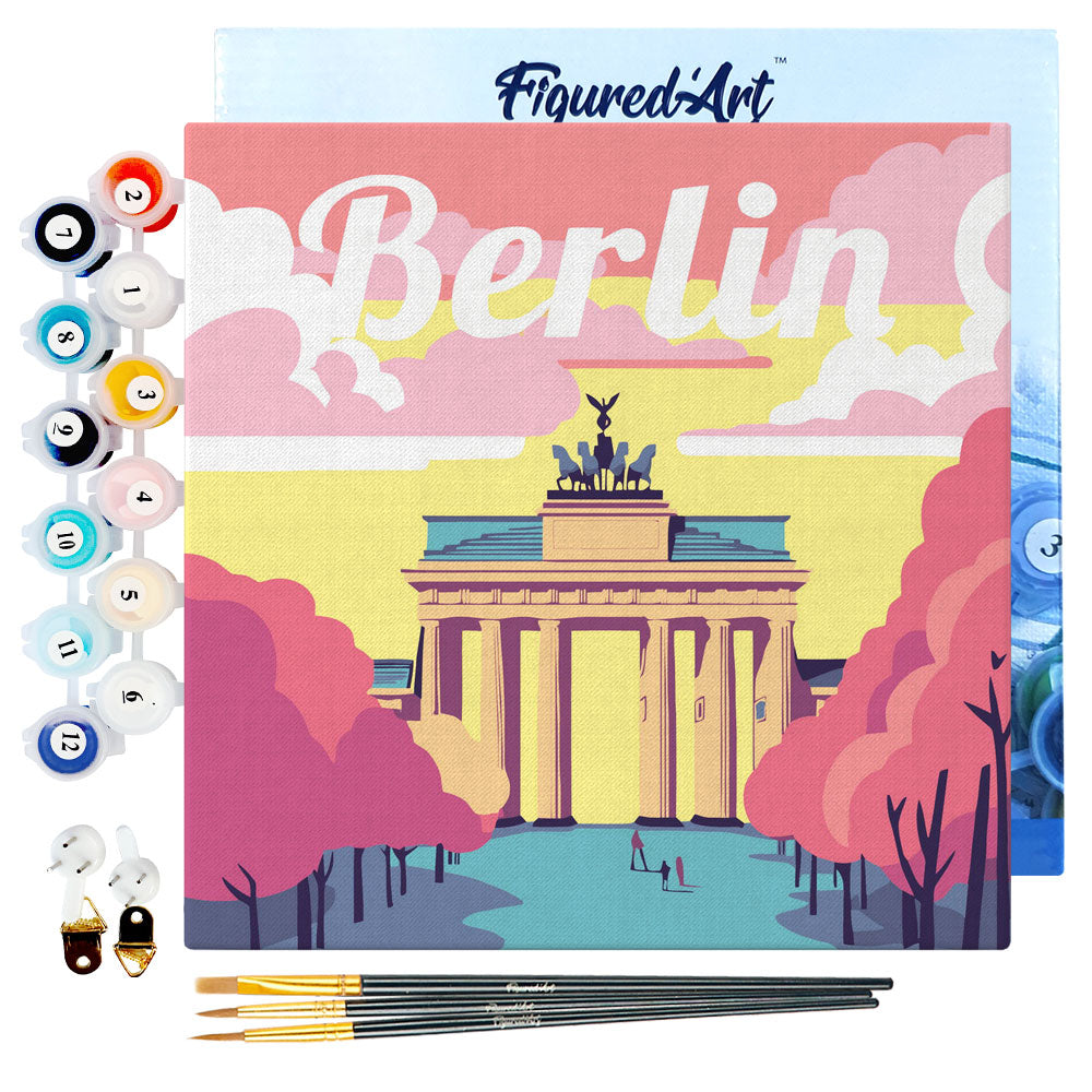 Mini Malen nach Zahlen 8x8 gerahmt - Reiseposter Berlin