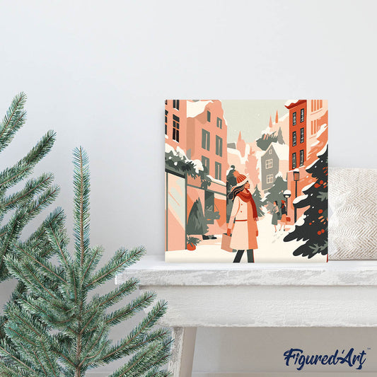 Mini Paint by numbers 8x8 framed - Winter Shopping